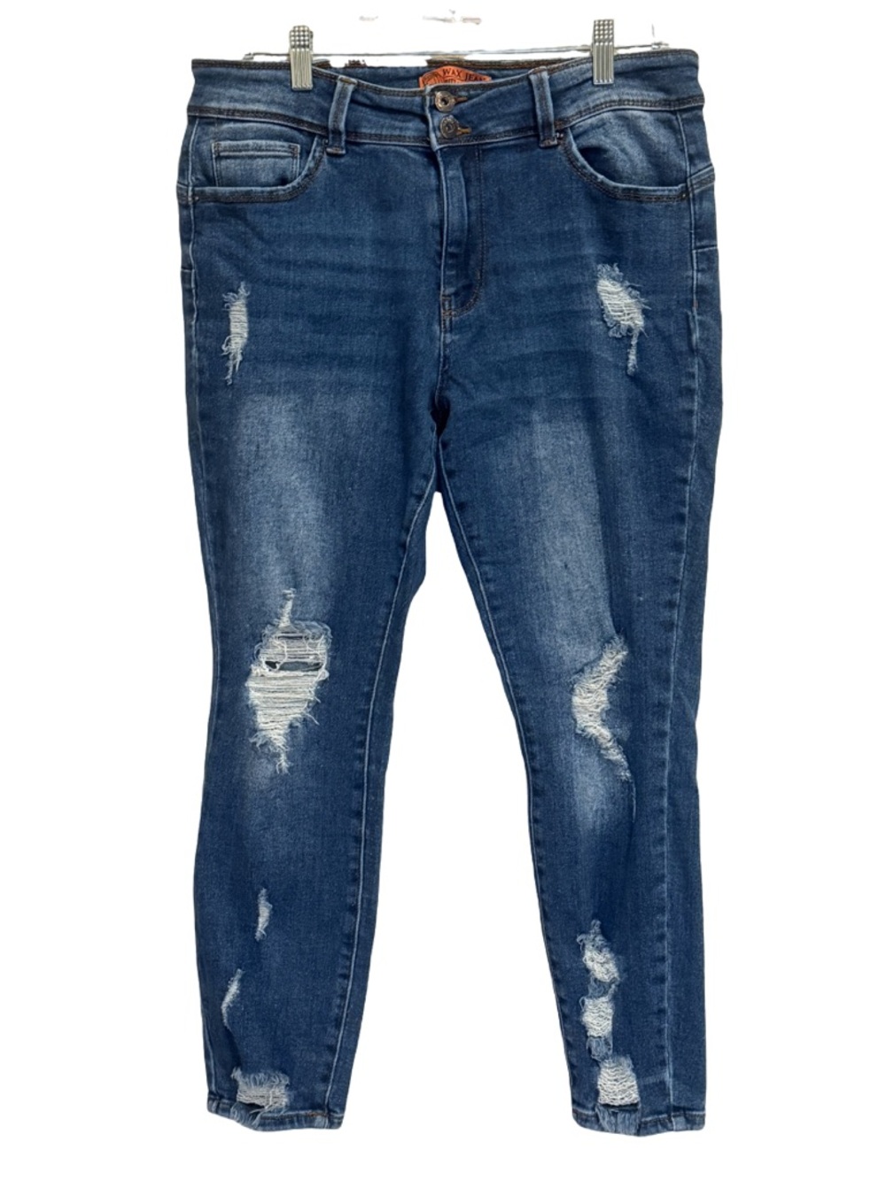 Wax Jean Size 14 High Rise Distressed Push Up Skinny Butt I Love You Jeans GUC